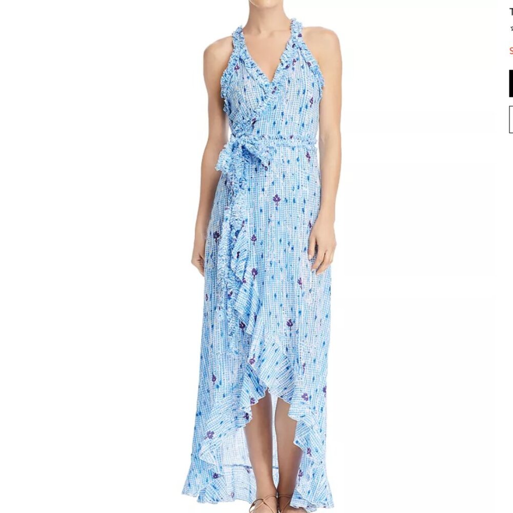 Poupette St Barth - Tamara ruffled wrap dress, blue size L